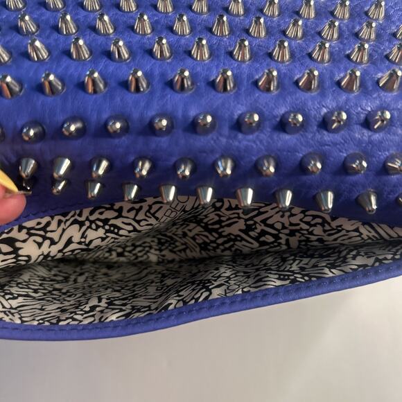 Rebecca Minkoff Leather Spiked Studded Crossbody Wallet on a Chain In Purple - Picture 9 of 9